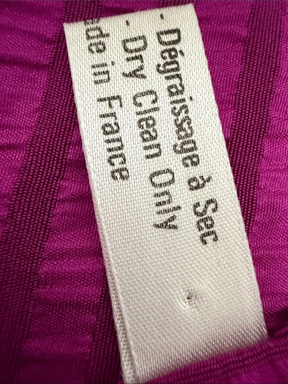 VTG Geoffrey Beene Magenta Silk Wool Crinkle Striped Scarf Made In France